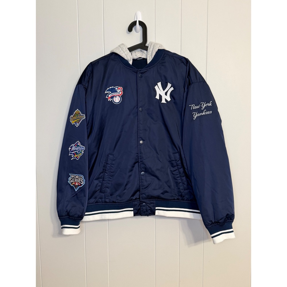Cooperstown Collection NY Yankees Hooded Varsity Jacket Navy Blue Kids 17/18